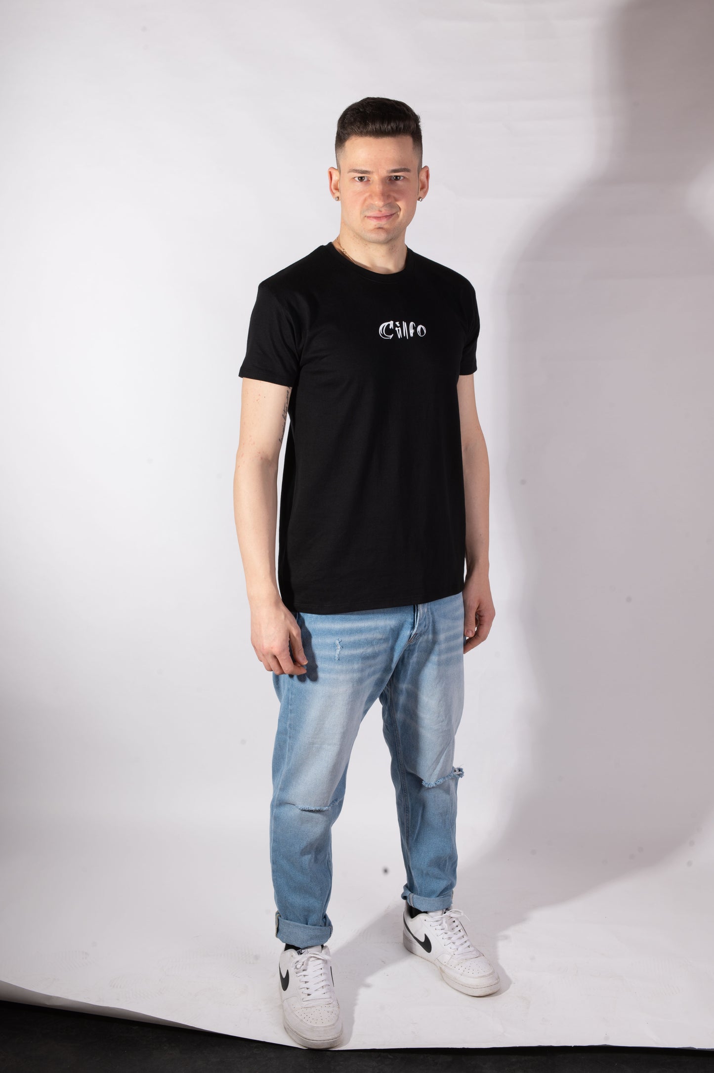 T-shirt Nera Logo Minimal - Uomo