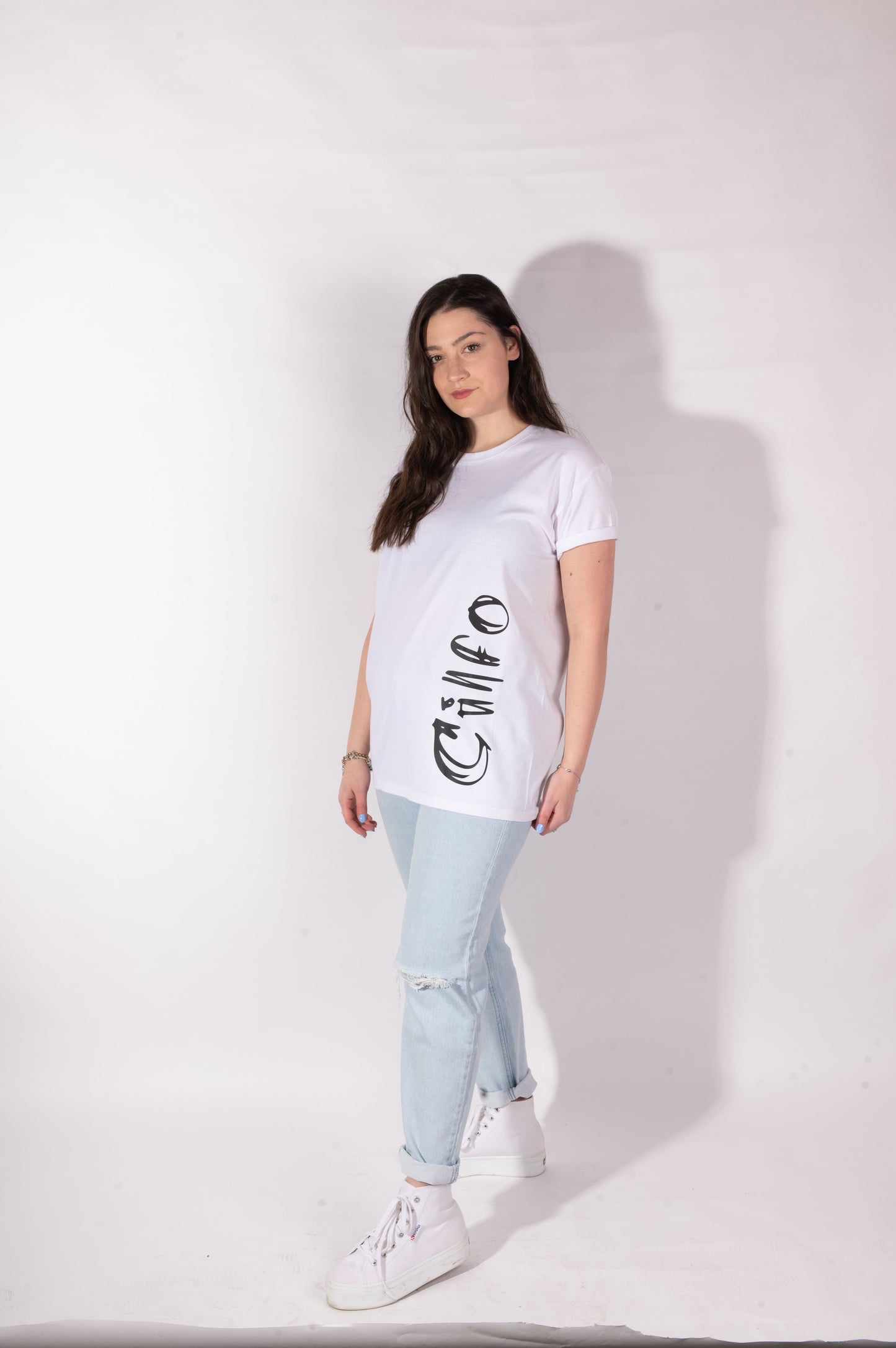 T-shirt Bianca Logo Laterale - Donna