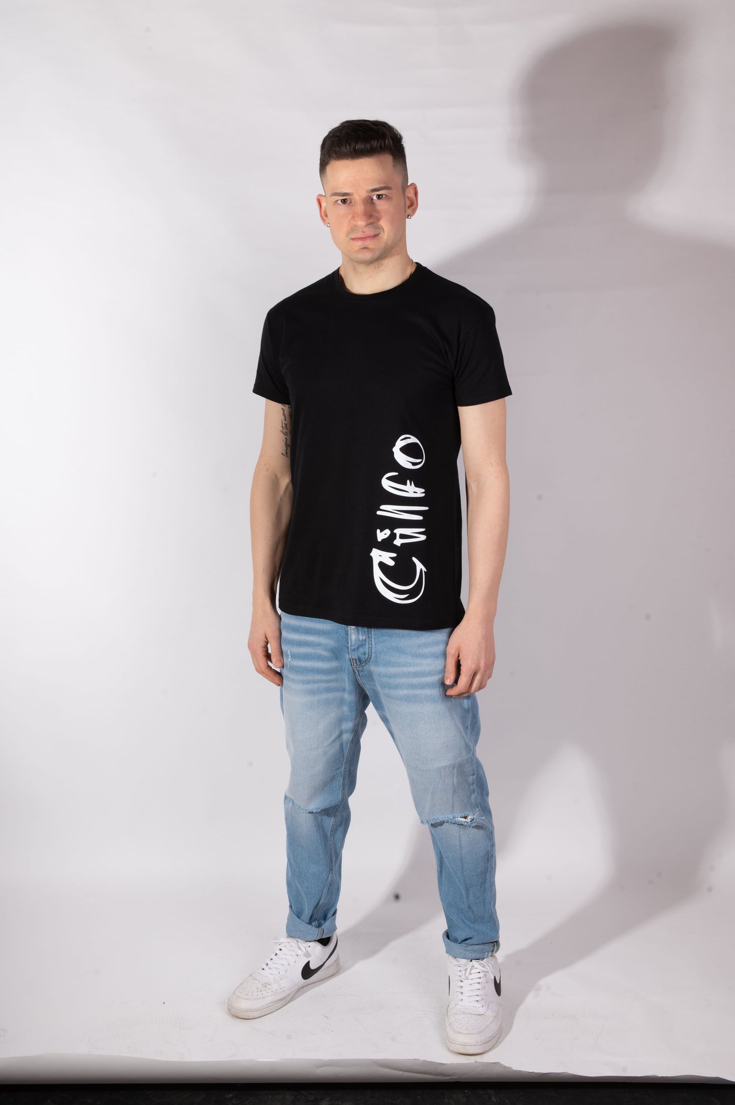 T-shirt Nera Logo Laterale - Uomo