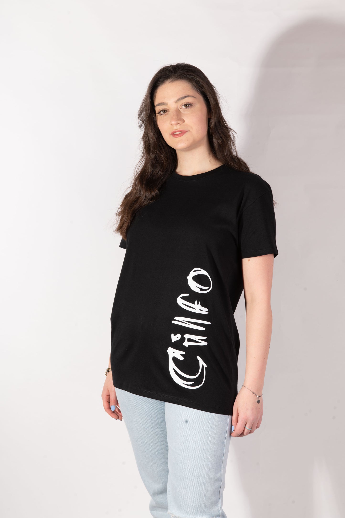 T-shirt Nera Logo Laterale - Donna
