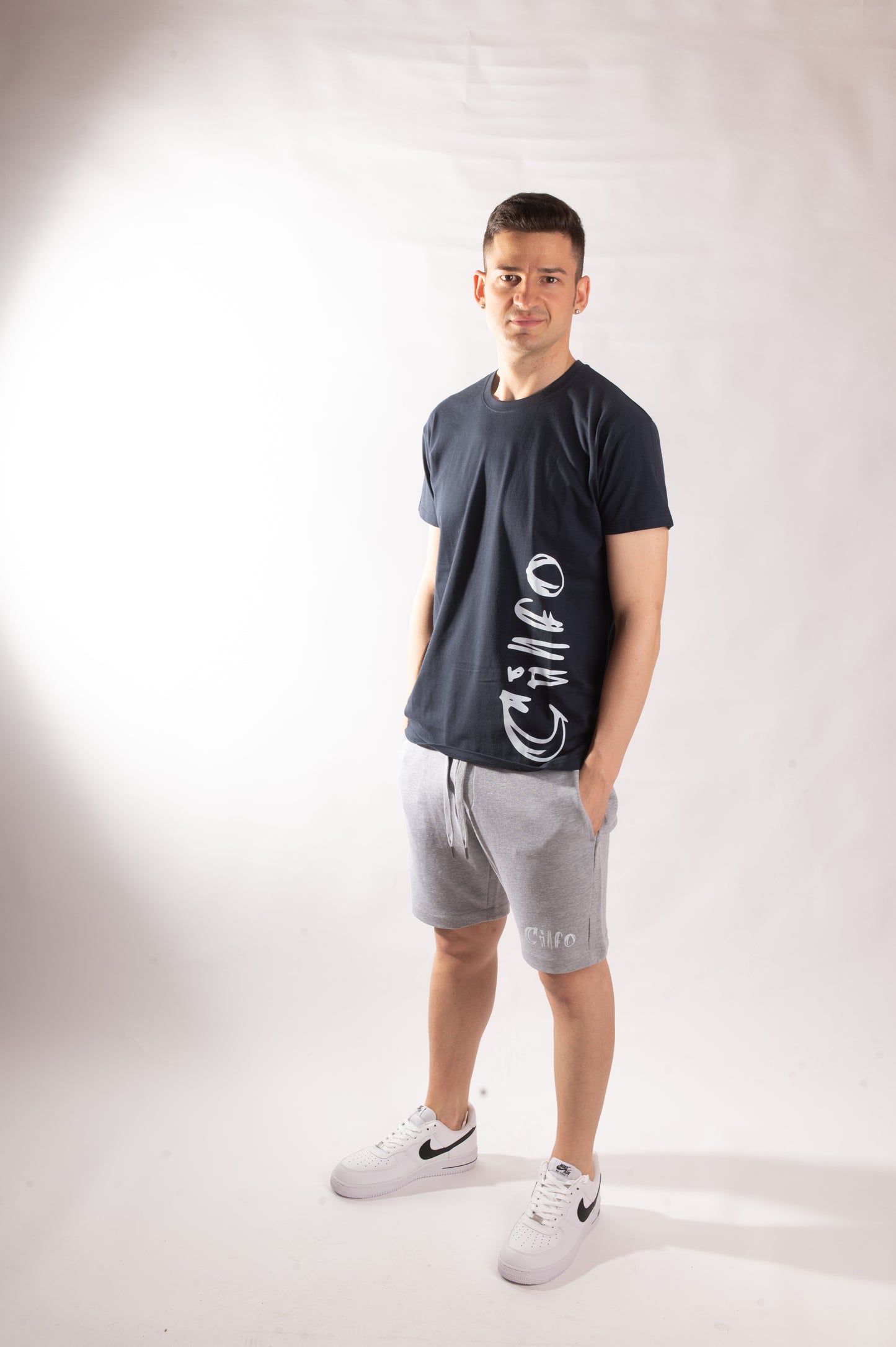 T-shirt Blu Navy Logo Laterale