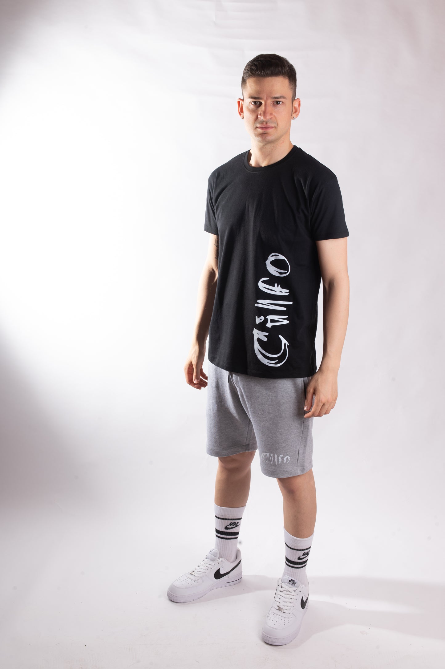 T-shirt Nera Logo Laterale - Uomo