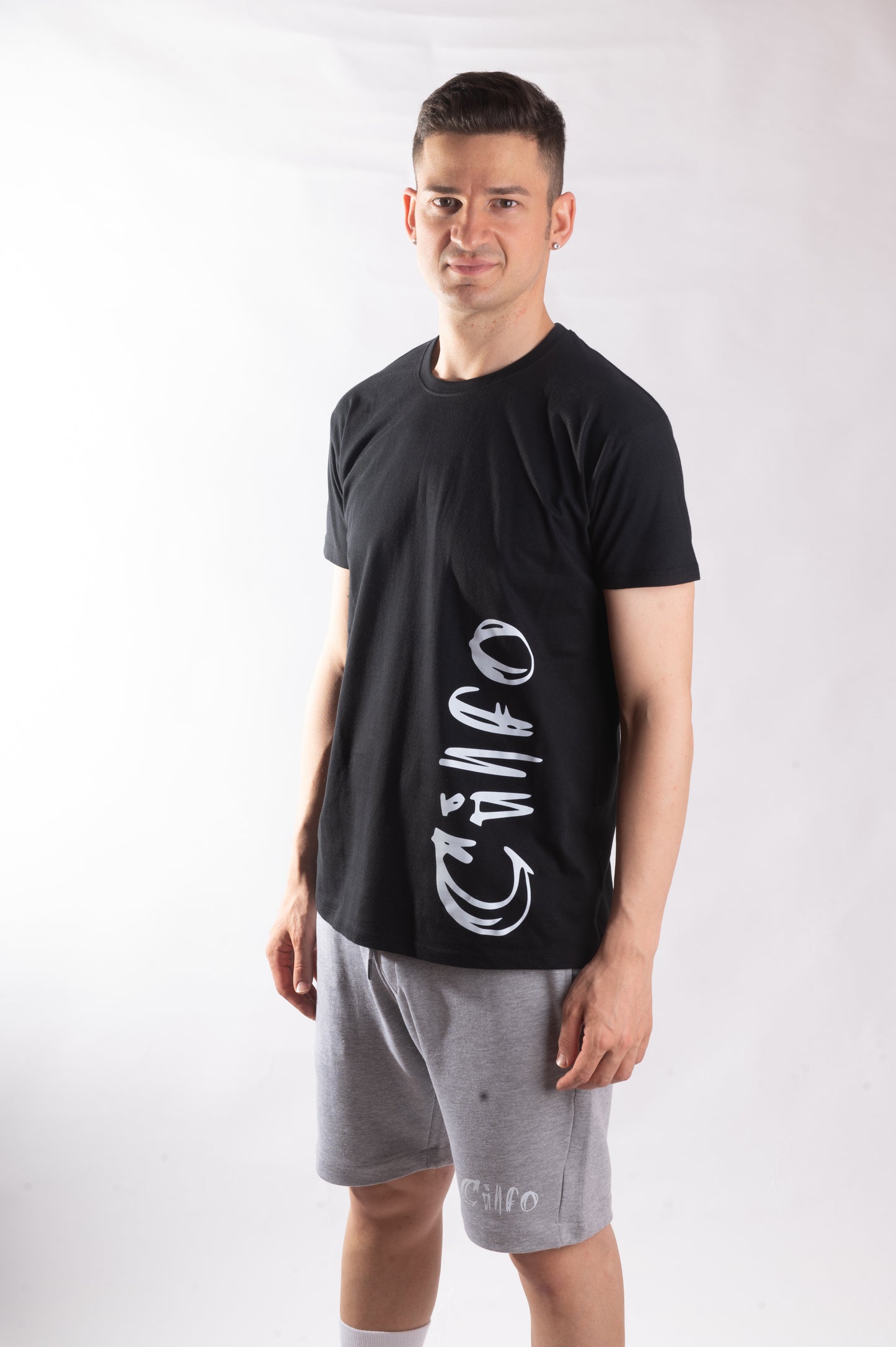 T-shirt Nera Logo Laterale - Uomo