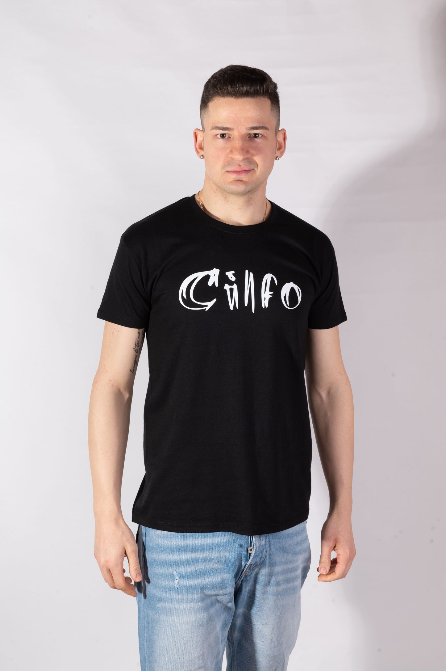 T-shirt Nera Logo Frontale - Uomo