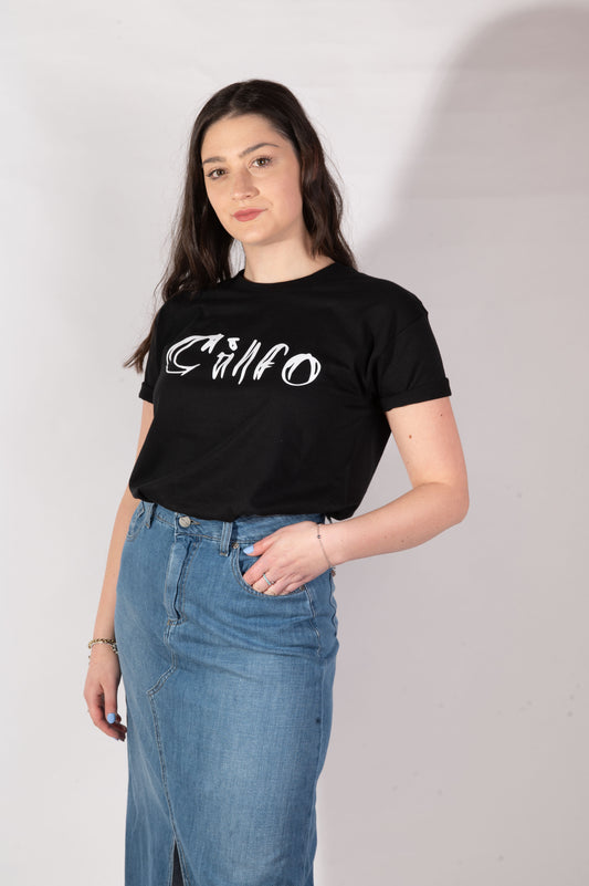 T-shirt Nera Logo Frontale - Donna