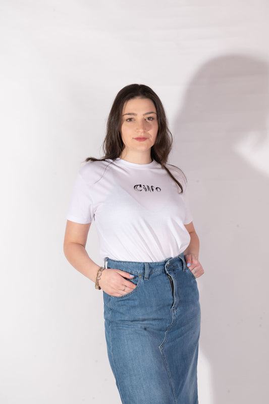 T-shirt Bianca Logo Minimal - Donna