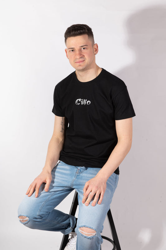 T-shirt Nera Logo Minimal - Uomo