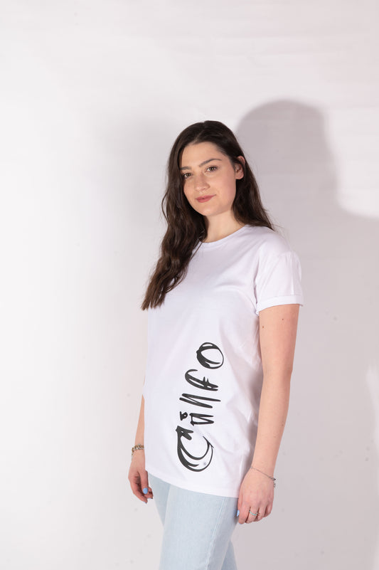T-shirt Bianca Logo Laterale - Donna