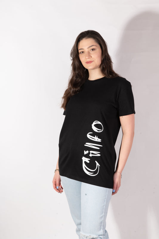 T-shirt Nera Logo Laterale - Donna