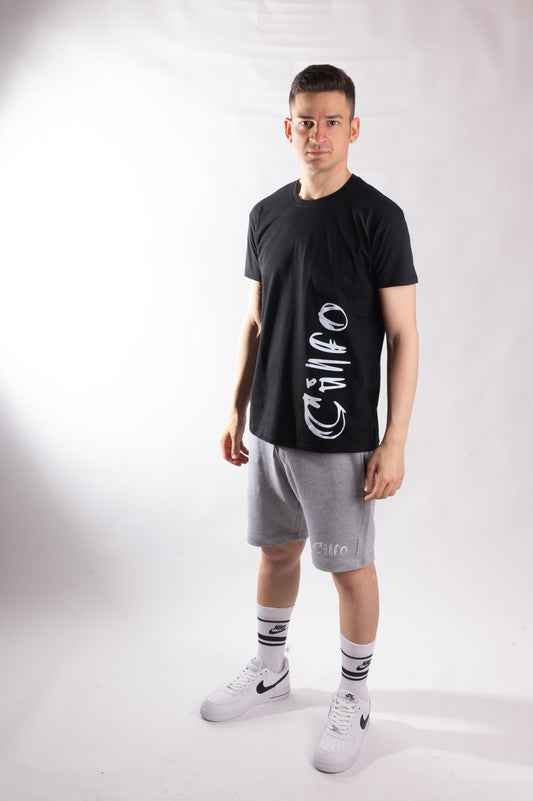 T-shirt Nera Logo Laterale - Uomo