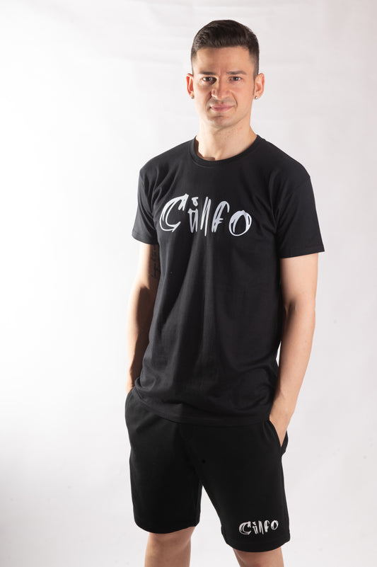 T-shirt Nera Logo Frontale - Uomo